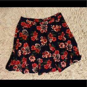 Dark Blue with Red Flowers Skirt